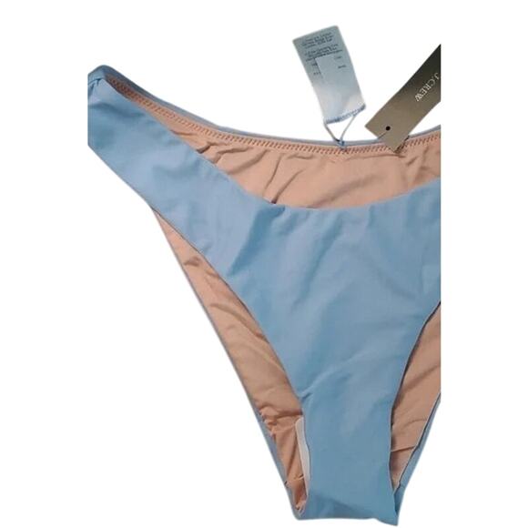 NWT J Crew Curved Waist Cheeky Bikini Bottom SPF 50 High Cut Leg S Mist Blue - Picture 10 of 14